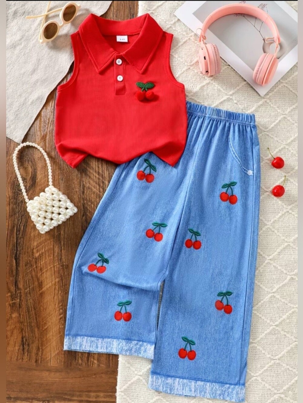 Stylish Cherry Two-Piece Kids Set